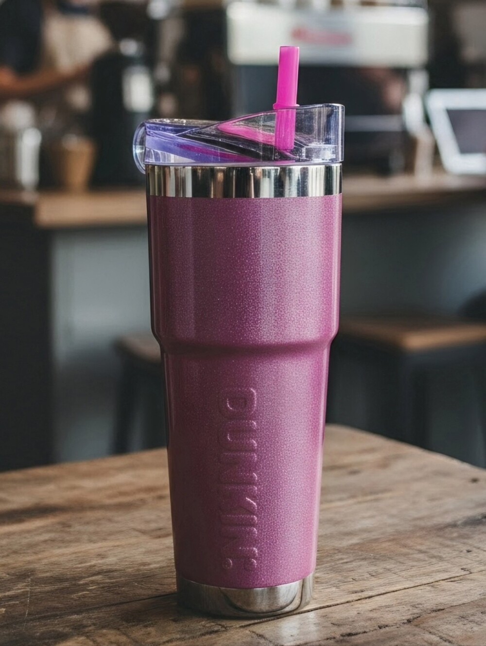 Dunkin (2024) Limited Edition Pink Glitter 32oz. Insulated Tumbler. POEC